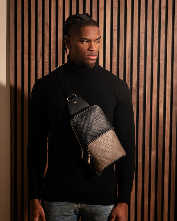 Single bag patterned | black & chocolate