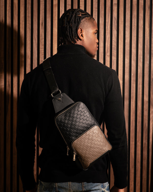 Single bag patterned | black & chocolate