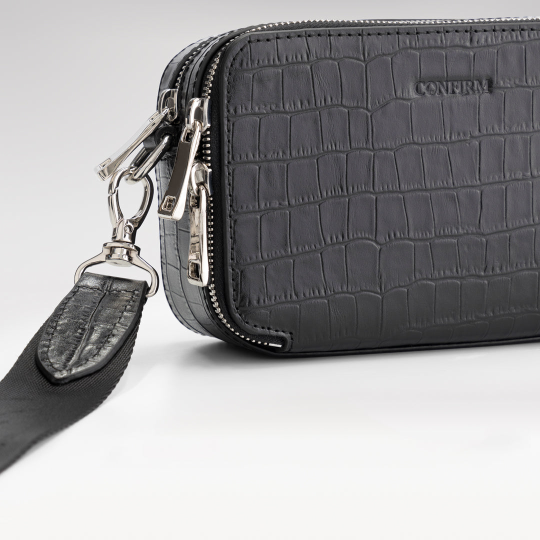 Mini pouch croco | black