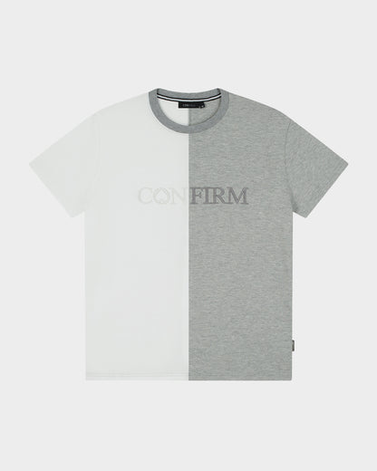 Confirm Original Duo heren T-shirt, links wit en rechts grijs mêlee, met CONFIRM-borstborduring